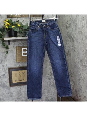 NEW Levi's 501 Curve Stretch Jeans Button Fly Dark Blue 25x30